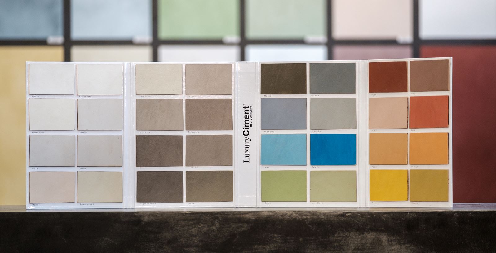 Catálogo de muestras colores y acabados​ microcemento Luxury Ciment
